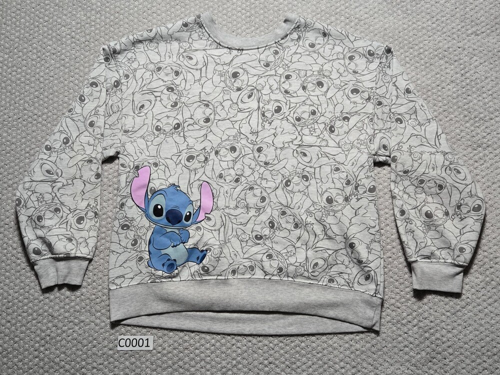 Disney Stitch Graphic Sweatshirt ~ Girl’s Large 12-14 ~ Grey ~ Hybrid Apparel